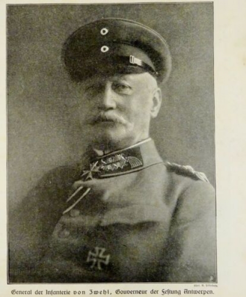 1917 - alter Druck - General der Infanterie von Zwehl, Gouverneur der Festung Antwerpen